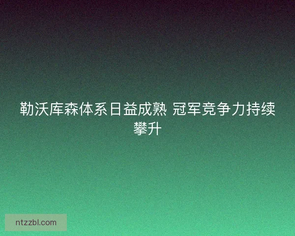 勒沃库森体系日益成熟 冠军竞争力持续攀升